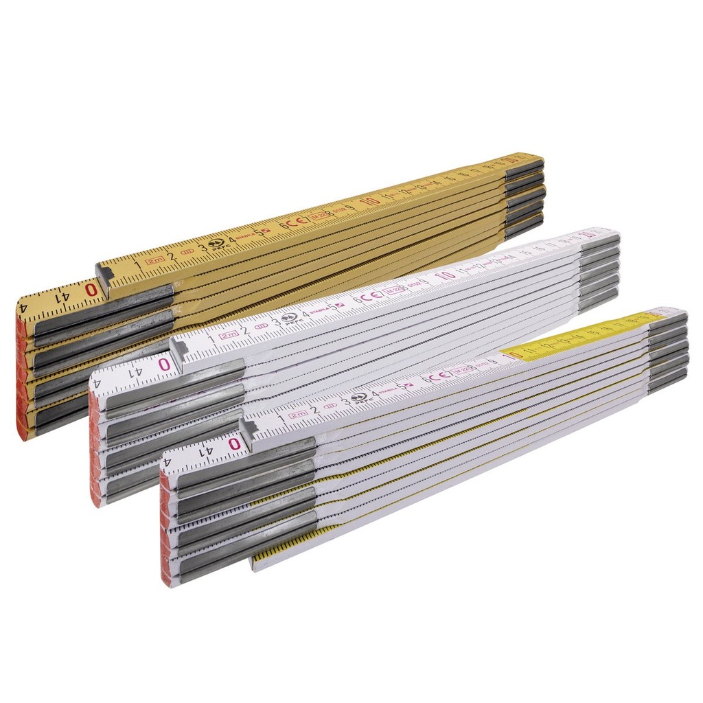 [1128] Series 600 wooden folding rule (Type 617, 2 m | cm/mm | White/yellow)