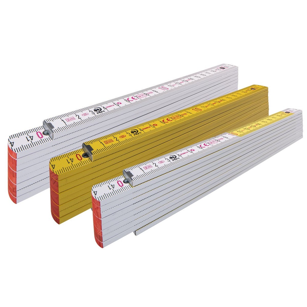 [1328] Series 700 wooden folding rule (Type 1707, 2 m | cm/mm | White)